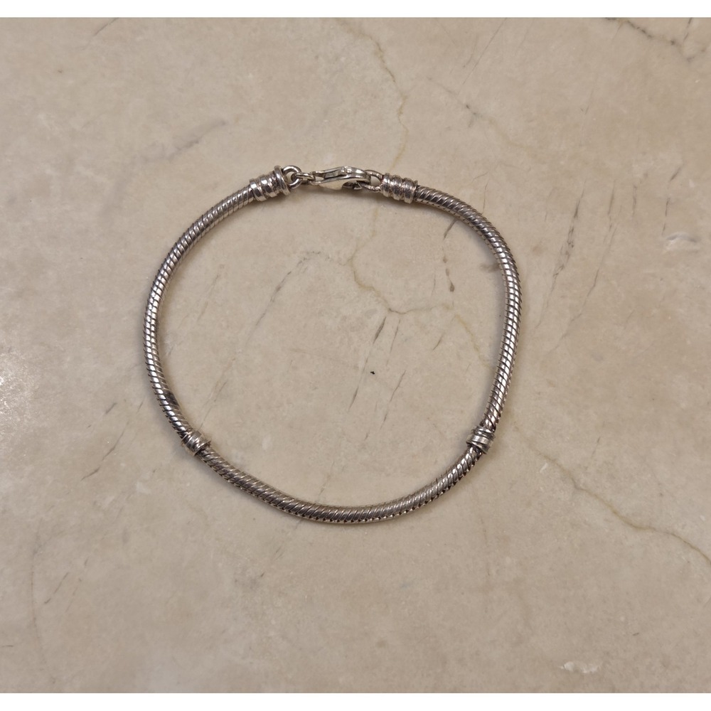Vintage Pandora Danish Sterling Silver Charm‎ Bracelet Without Beads 7.5"